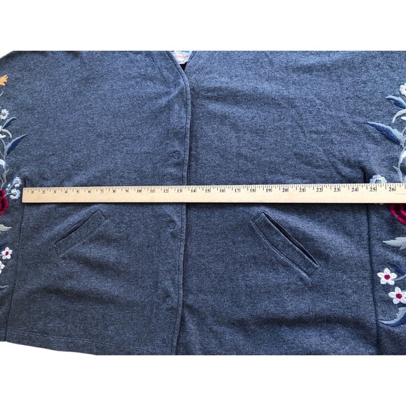 JOHNNY WAS Embroidered Blanket Poncho Cardigan Cotton EUC Size XS - Picture 7 of 12